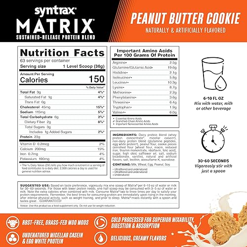 Miniatura 8 de Syntrax Nutrition Matrix Proteína en polvo, mezcla de proteínas de liberación sostenida, Tiramisu Macchiato, 2 libras