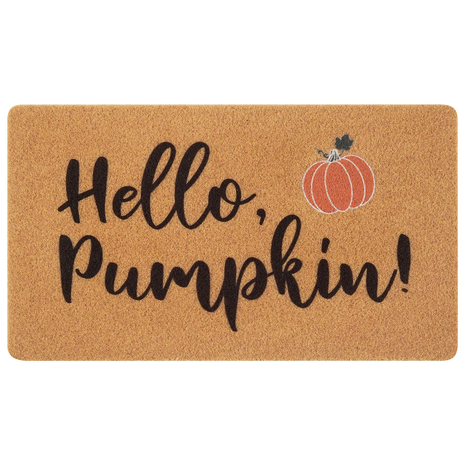 UINI Fall Door Mat, Hello Pumpkin Welcome Door Mats Outdoor Indoor, Fall Pumpkin Doormat Entrance Rugs for Autumn Door Decoration, Resist Dirt, Easy to Clean, 17" x 30"