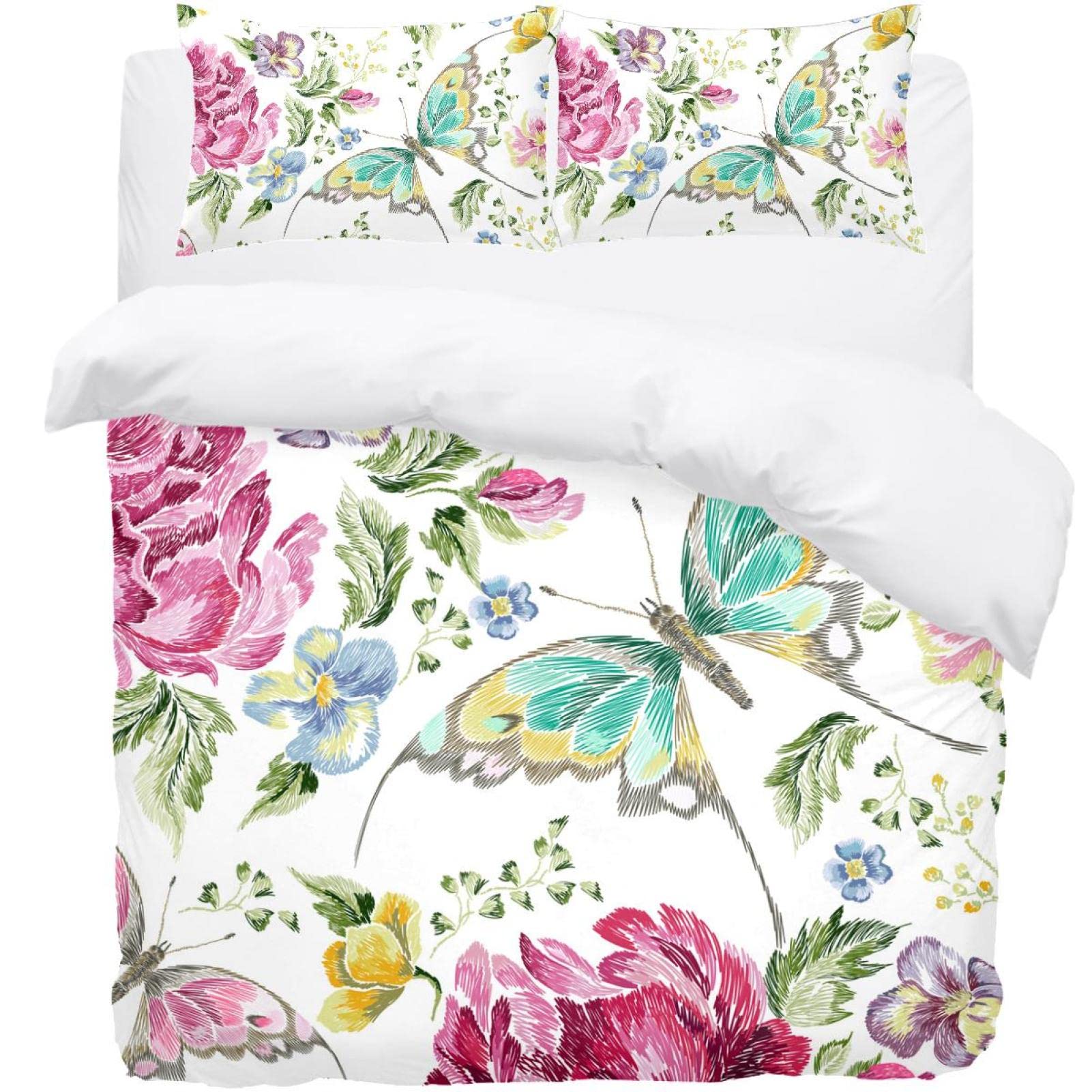Housse de couette fleurs et papillons pour transformer votre chambre en un cocon de verdure