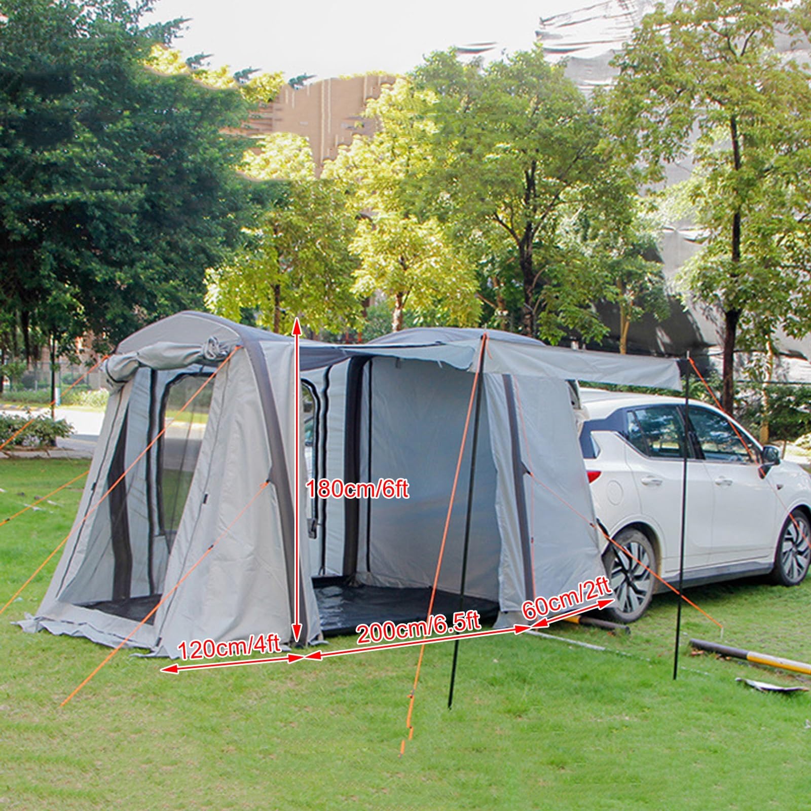 Tenda gonfiabile per camper, tenda portatile per portellone posteriore con borsa per il trasporto, installazione rapida, impermeabile e protezione solare in tessuto Oxford per avventure all'aperto