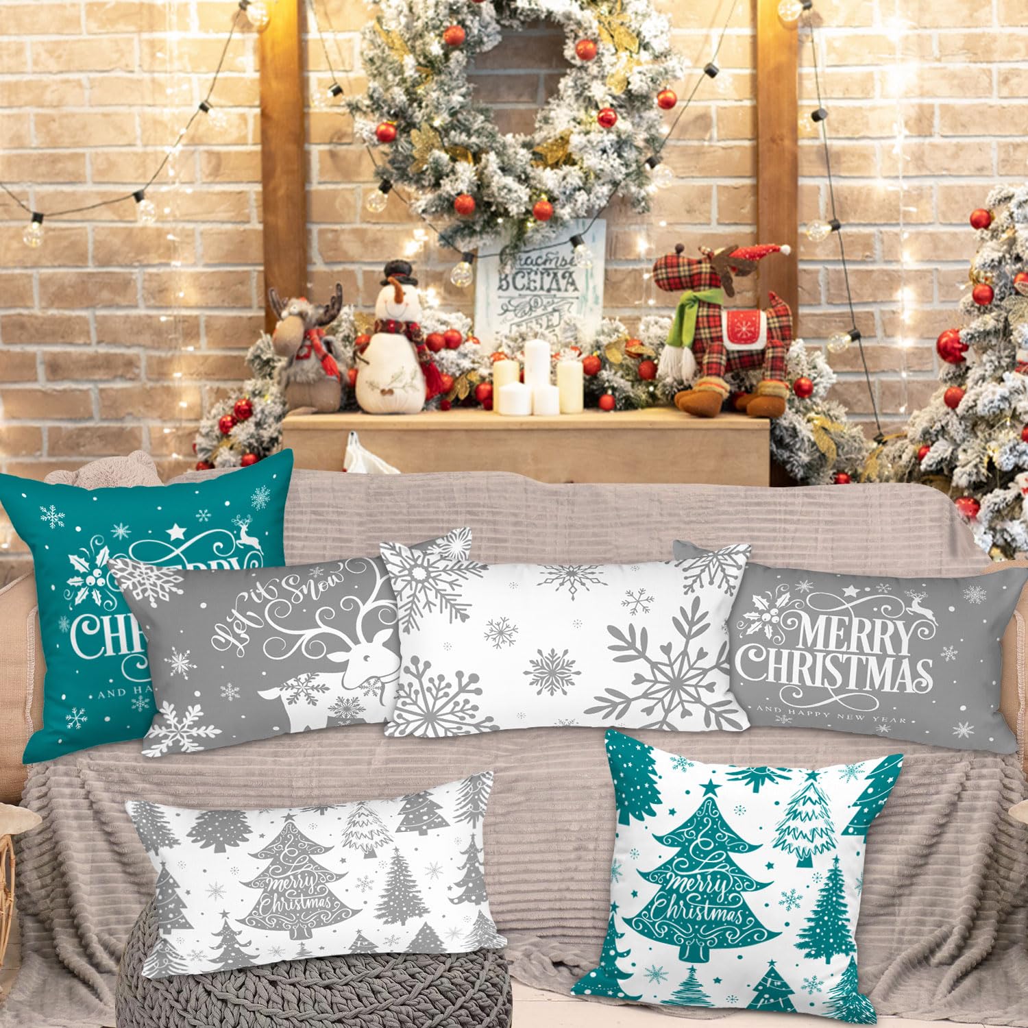 Lanpn 30x50 cm Christmas Cushion Covers Set of 4 - Image 2