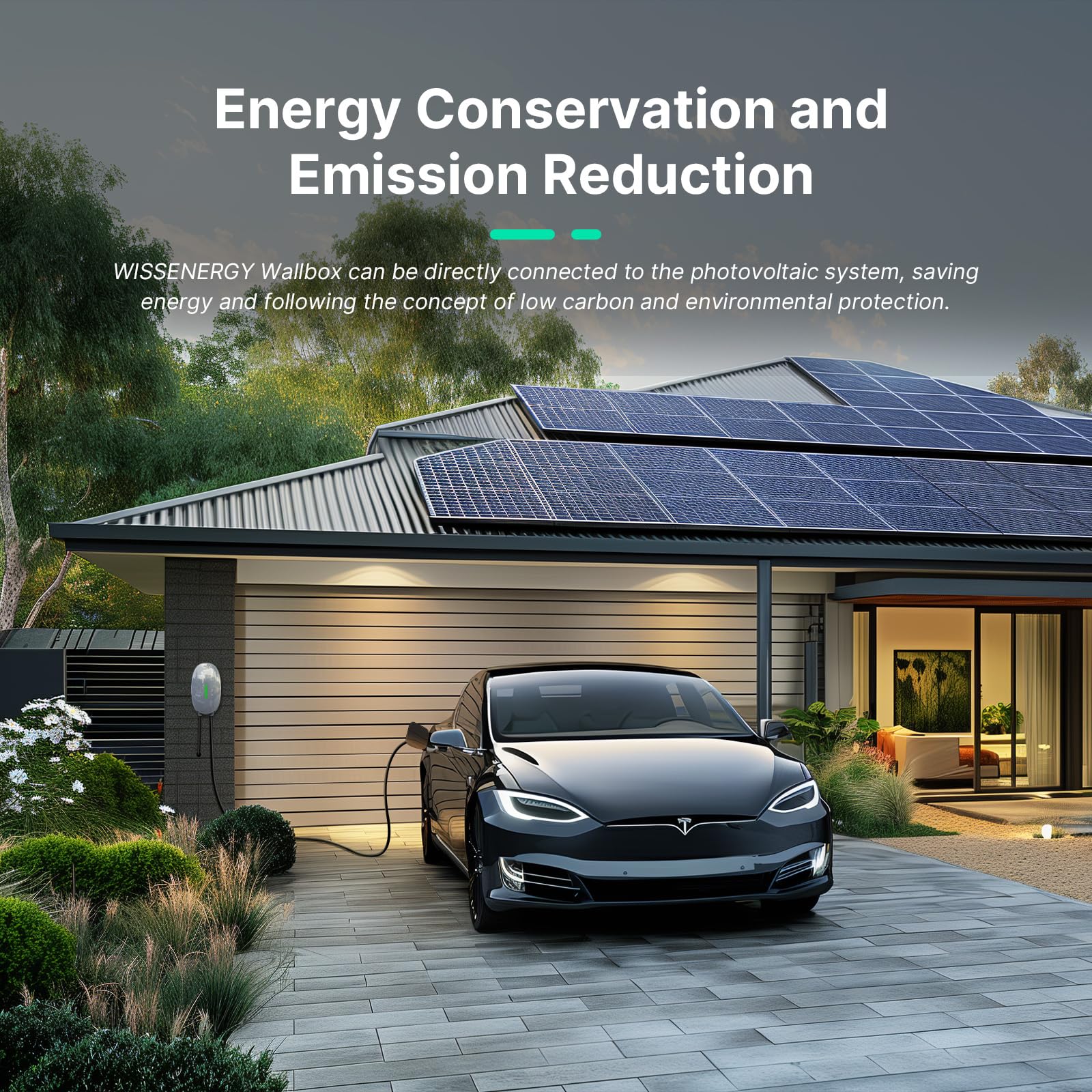 Wallbox 7kW Type 2 Station de Recharge Voiture électrique, Monophasé 32A Chargeur Rapide véhicules électriques avec câble 6M, Norme Européenne IEC62196-2, IP66