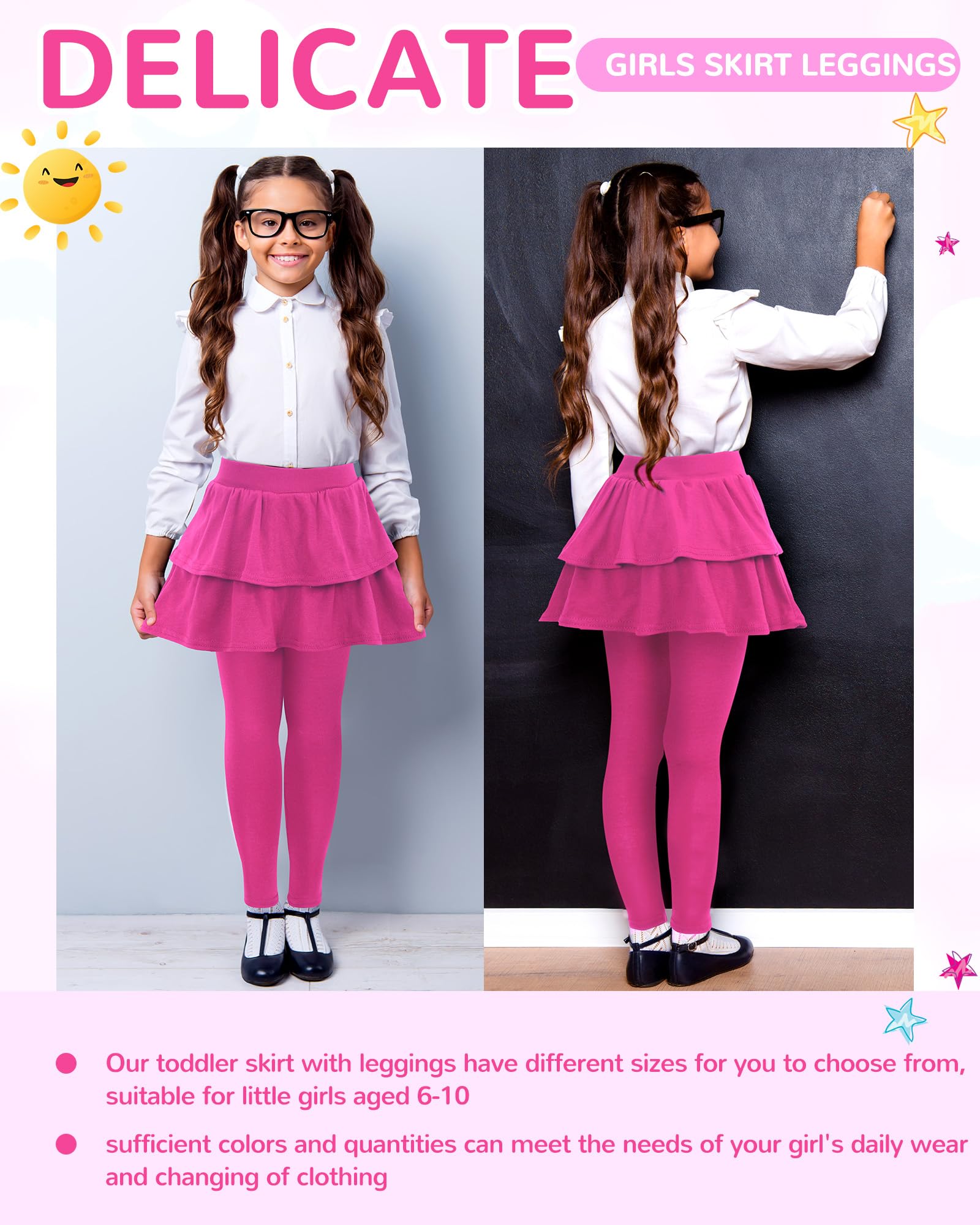 Taiyin 5er-Pack Mädchen-Leggings, Baumwolle, Rüschen, Tutu-Hose, fußlose Leggings mit Rock, Schuluniform für Mädchen, Herbst und Winter