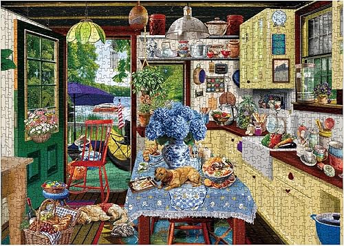Miniatura 2 de Cozy Lake Cottage - Rompecabezas de 1000 piezas para adultos, rompecabezas vintage de cabaña de cocina, rompecabezas de jigasw escénico,