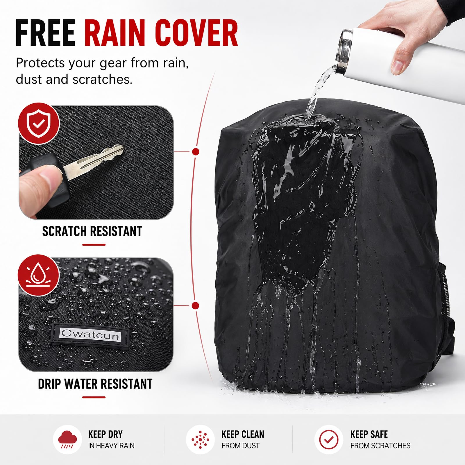 Cwatcun Mochila pequeña impermeable para cámara Mochila Profesional para DSLR/SLR especular, bolsa para Sony Nikon (3.0 negro, l) | Mochila para cámara DSLR/SLR, compatible con cámaras Sony Nikon Canon eos r50, color negro. Amplio. 3.0