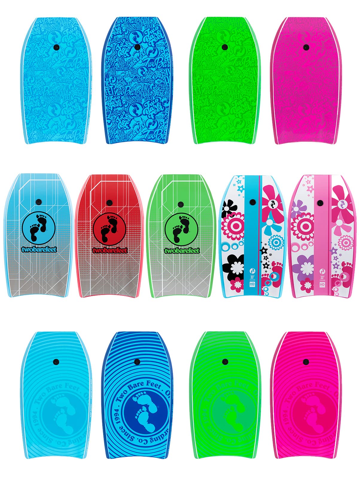 Two Bare Feet Bodyboard with Leash — Adult Boogie Board | IXPE Foam Deck, EVA Core & Slick Bottom | Lightweight, Durable, High-Performance Wave Rider for Beach & Surf