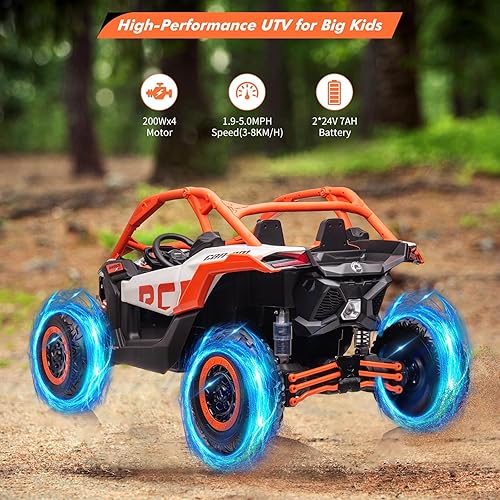 Miniatura 4 de Vehículo UTV de 2 plazas, auto eléctrico todoterreno Can-Am con licencia Can-Am, camión para niños 4WD con control remoto, 2 baterías de 24 V 7 AH,