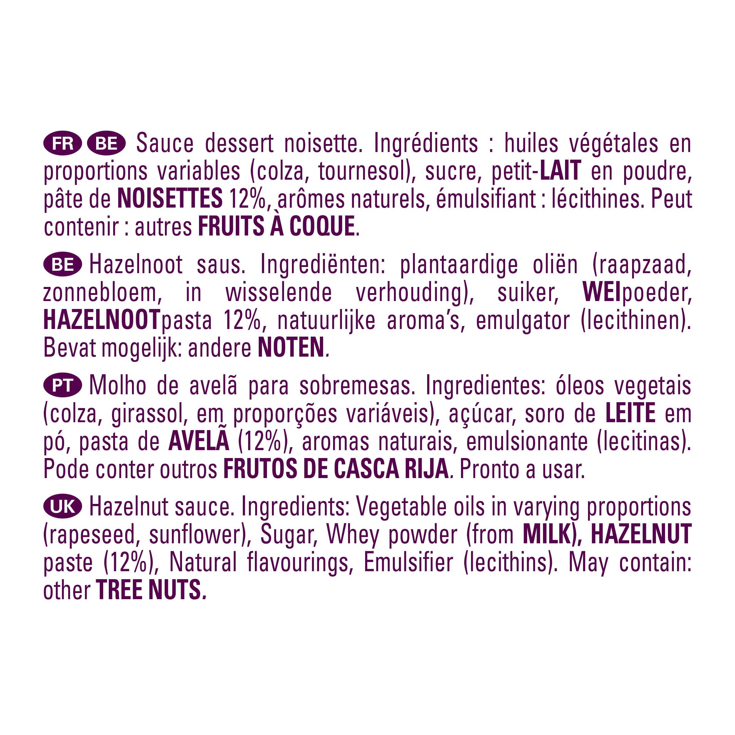 NESTLÉ DOCELLO Sauce Sensation Hazelnut - Sauce Dessert Noisette - Forte Teneur en Noisette (12%) - Aide à la Pâtisserie, Topping, Nappage Gâteau, Coulis - Bouteille Squeeze - 750g (Lot de 2)