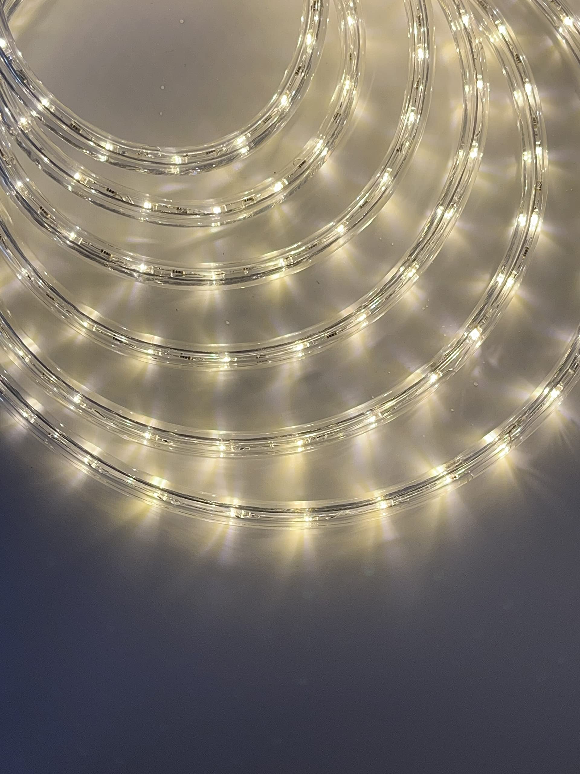 Profi Serie - Tubo luminoso LED 20 m con spina, esterno e interno, bianco caldo, dimmerabile, 230 V, impermeabile IP65, per balcone, terrazza, facciate, edifici, illuminazione commerciale