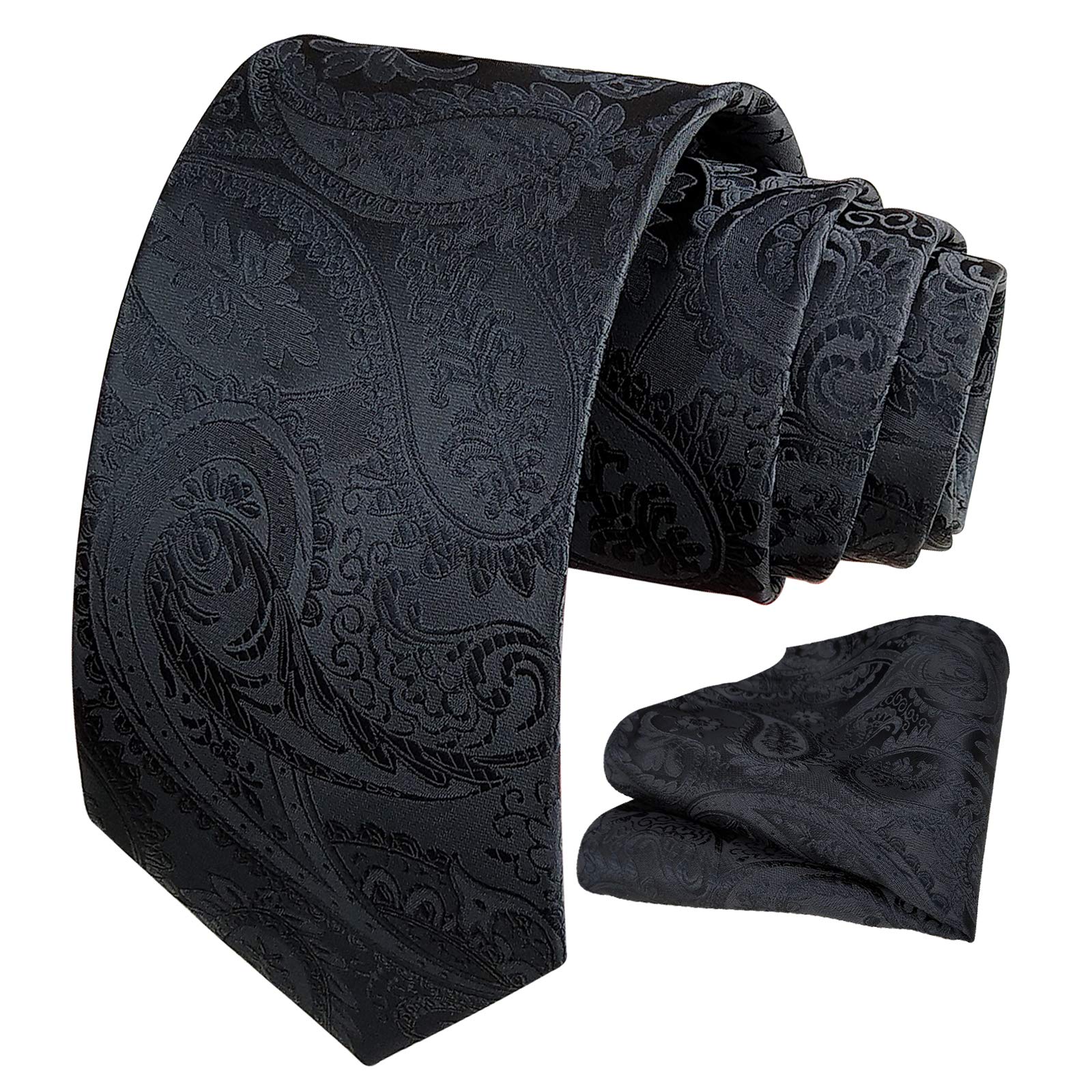 Bon4ExtraoSolid Paisley Ties for Men Handkerchief, Floral Woven Mens Ties with Pocket Square for Wedding Party Gift, Vivid Colour Perfect for Any Occasion