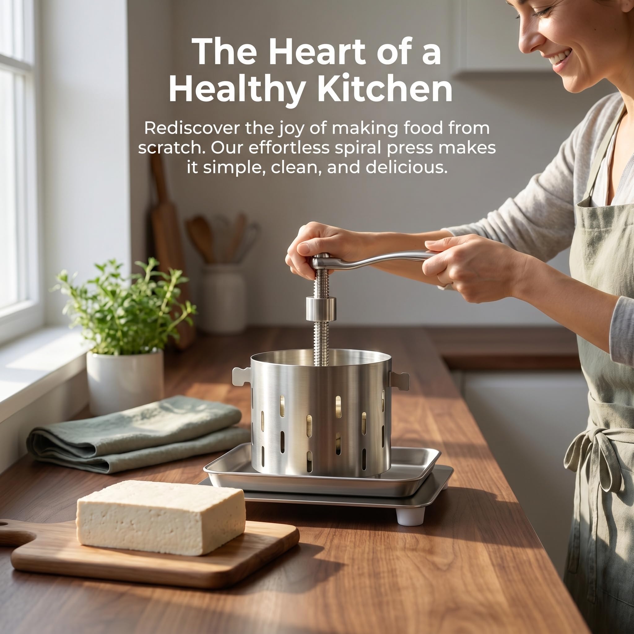 Tofu Press Paneer Maker, Edelstahl-Presswerkzeug mit Abtropfschale und Handtuch, leicht zu reinigen für vegetarische Rezepte, 1,8 Liter Fassungsvermögen