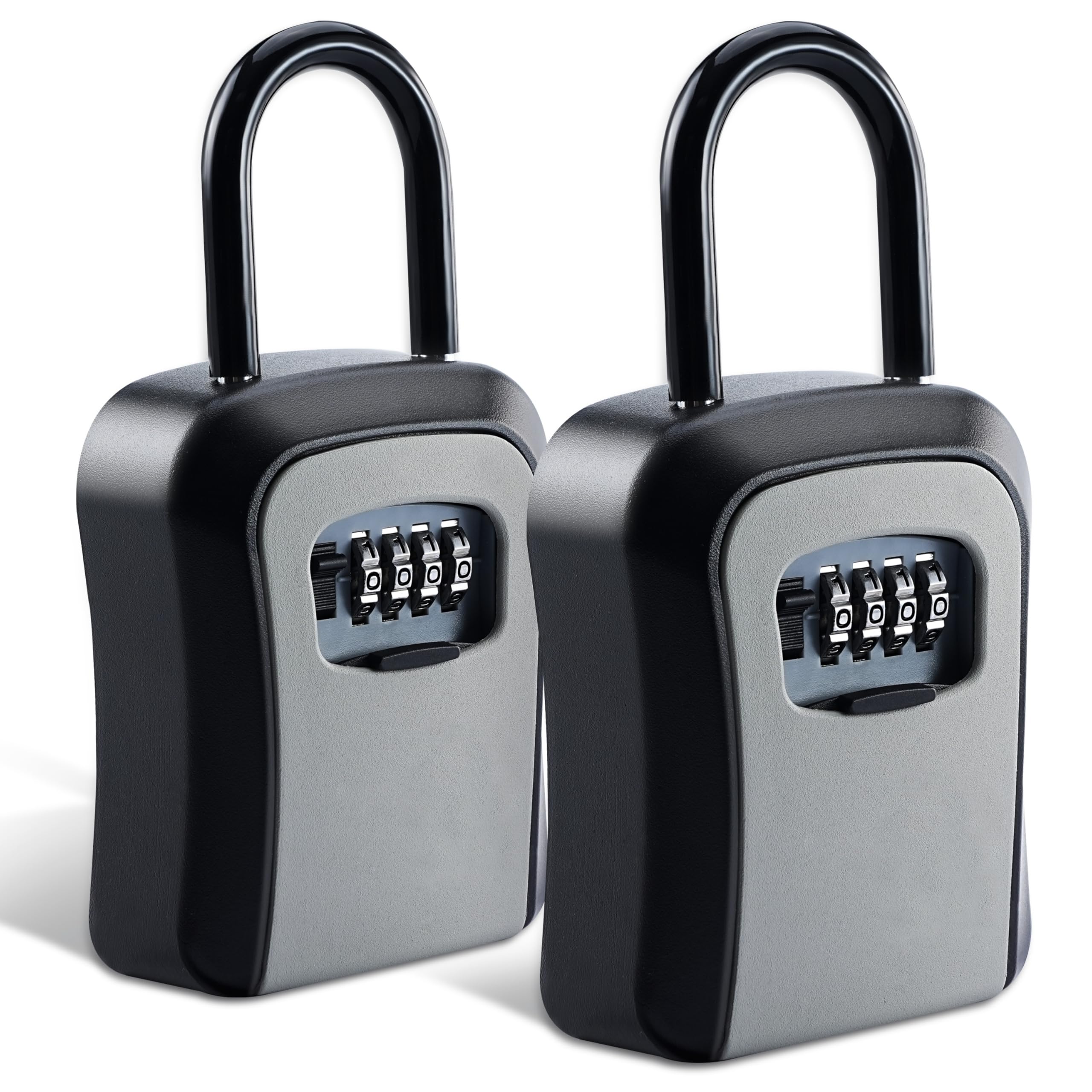 Lot de 2 boîtes à clés en alliage de zinc de qualité supérieure avec serrure à combinaison pouvant contenir 5 clés - Résistant aux intempéries - Noir