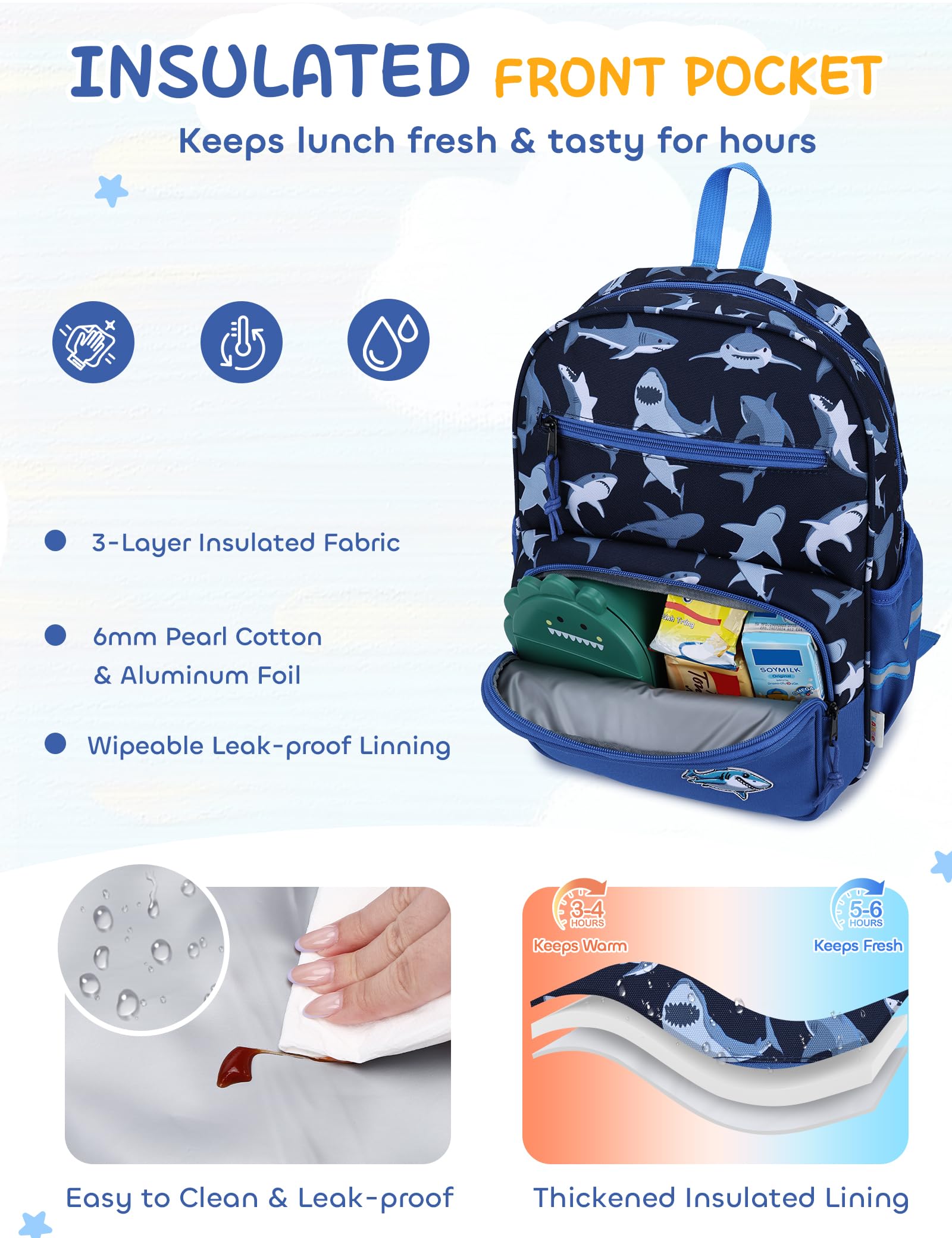 Cartable Garçons Primaire, Sac à Dos Enfant 5-8 Ans, Requin Bleu