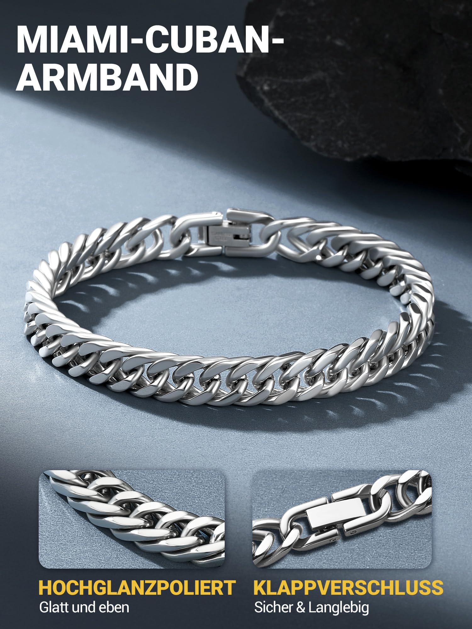 PROSTEEL Herren Armband Edelstahl/18k vergoldet/Schwarz Panzerkette Armband für Männer Jungen schwer Glieder Link Kettenarmband 19/21/23CM Armkette Hip Hop Rapper Modeschmuck 8mm/12mm/16,5mm/17mm