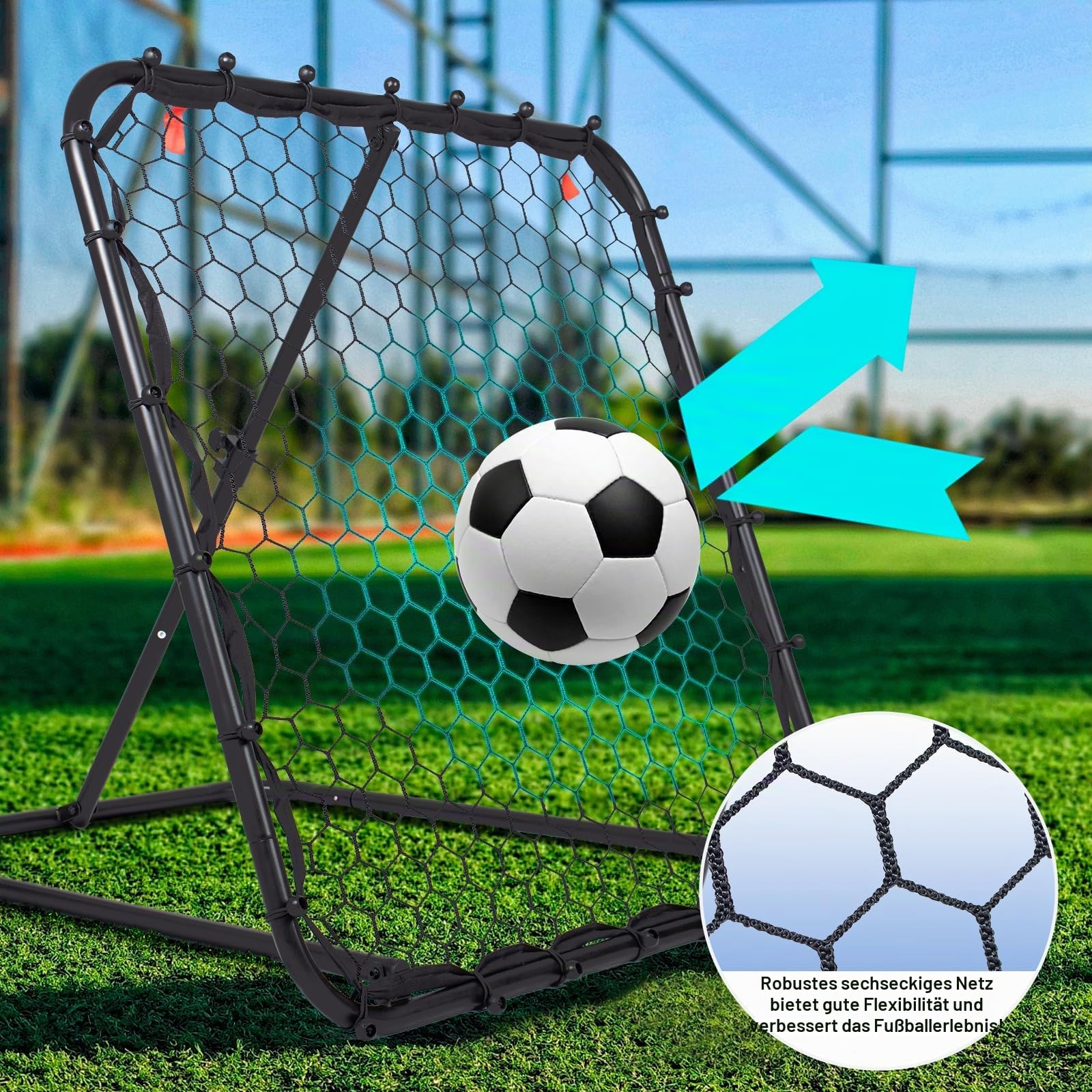 Leogreen Rebounder für Fußball, Fußball Rebounder Jugendlich, Teleskopische Soccer-Trainingsnetz für Handball & Volleyball Training