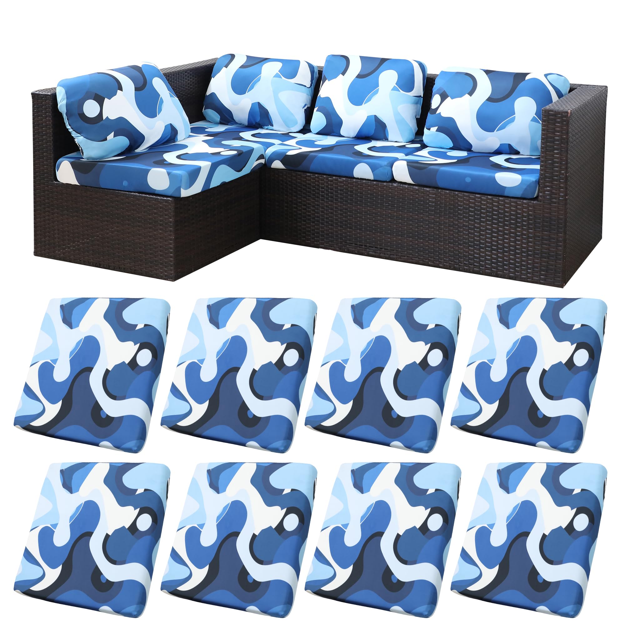 8 Pcs Outdoor Cushion Covers, Patio Sofa Cushion Covers Replacement