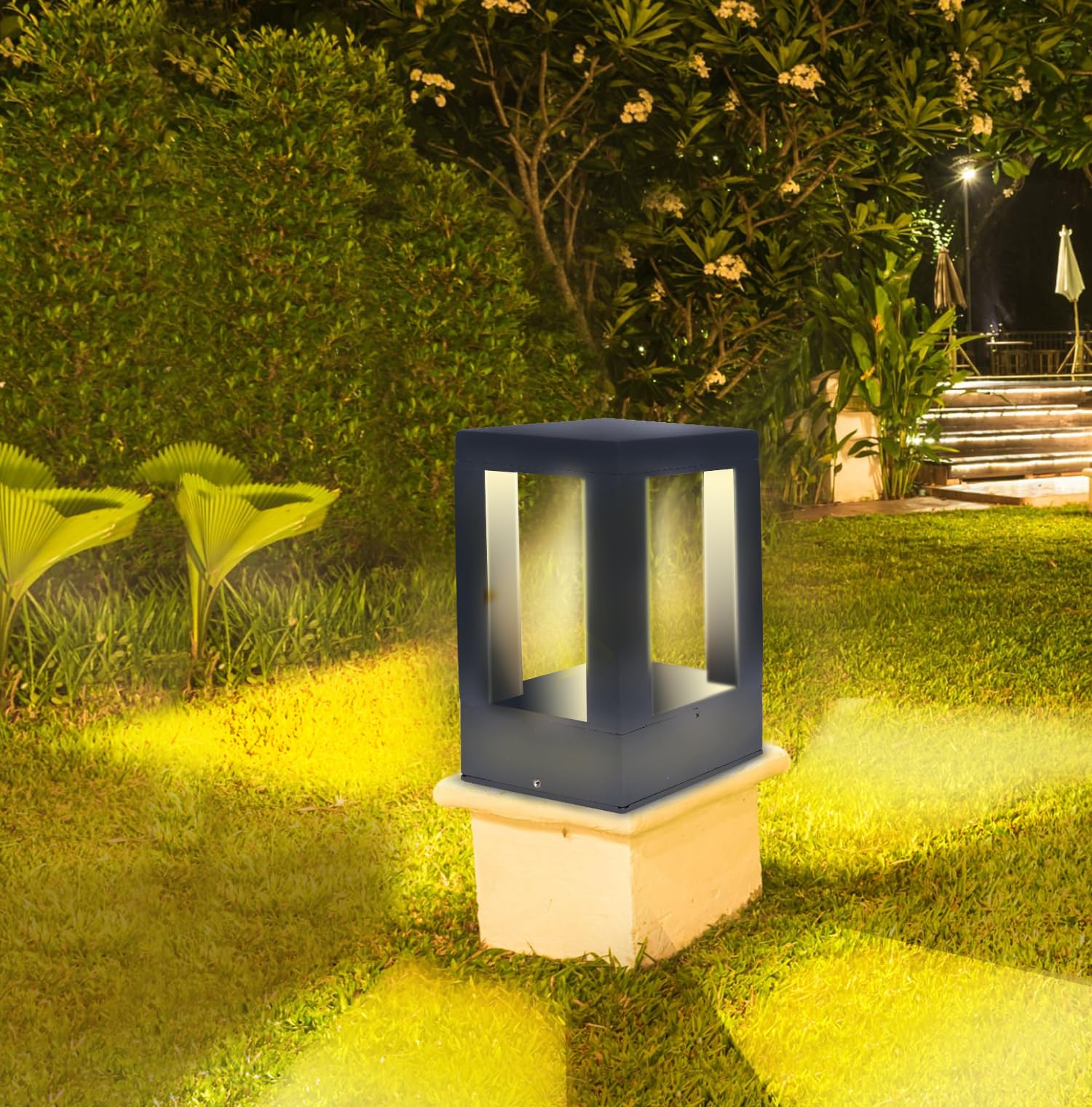 GIGAWATTS G02 ‎‎SURANS LED Gate Light 12W Waterproof Pillar Lamp Outdoor Decor Garden Lights Pole Mount Exterior Lighting Fixture for Home Entrance Main Gate Patio Compound Boundary (Warm White, 1pc)
