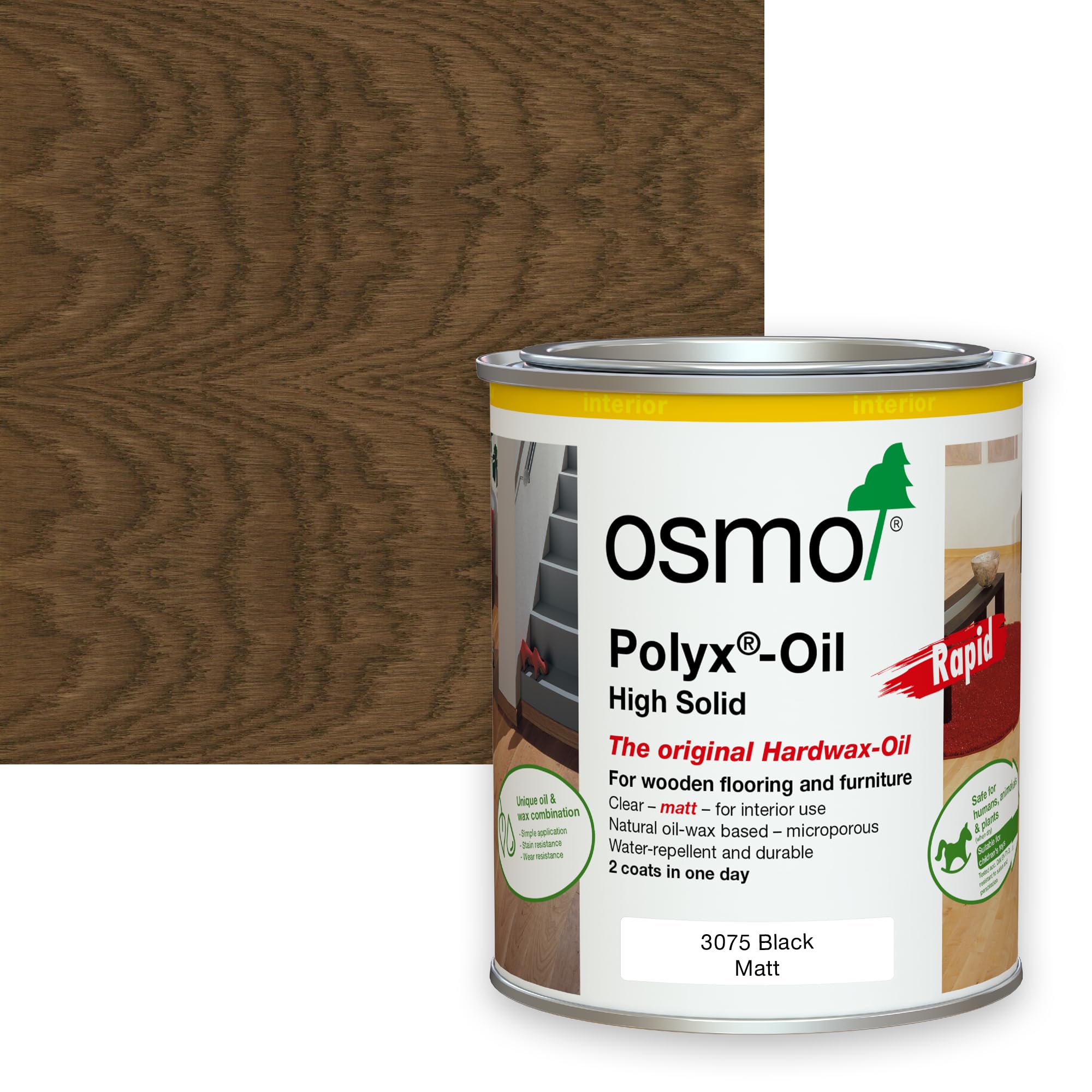 Osmo Original Polyx Oil Rapid Matt (3075 Black, 750ml)