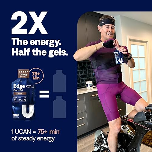 Miniatura 3 de UCAN Edge Energy Gel Shots, Mocha + Cafeína (12 paquetes de 2 onzas) para correr, entrenar, entrenar, fitness, ciclismo, Crossfit  Energía sin