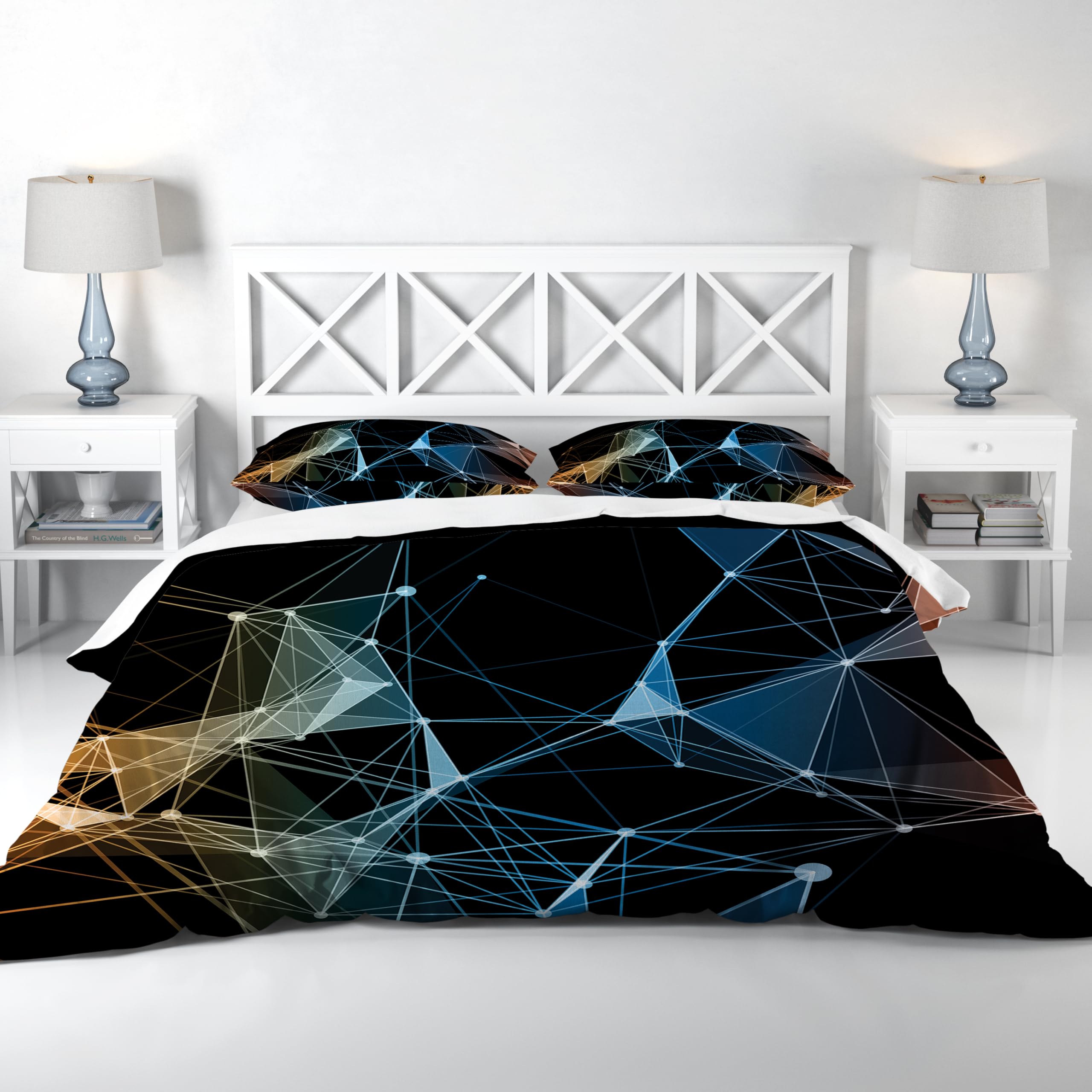 Adam Home 3D Floral Duvet Cover Set With Pillowcases Home Bedroom Décor Digital Printed Microfiber Double Bedding Set Made in UK| Geometric Abstract