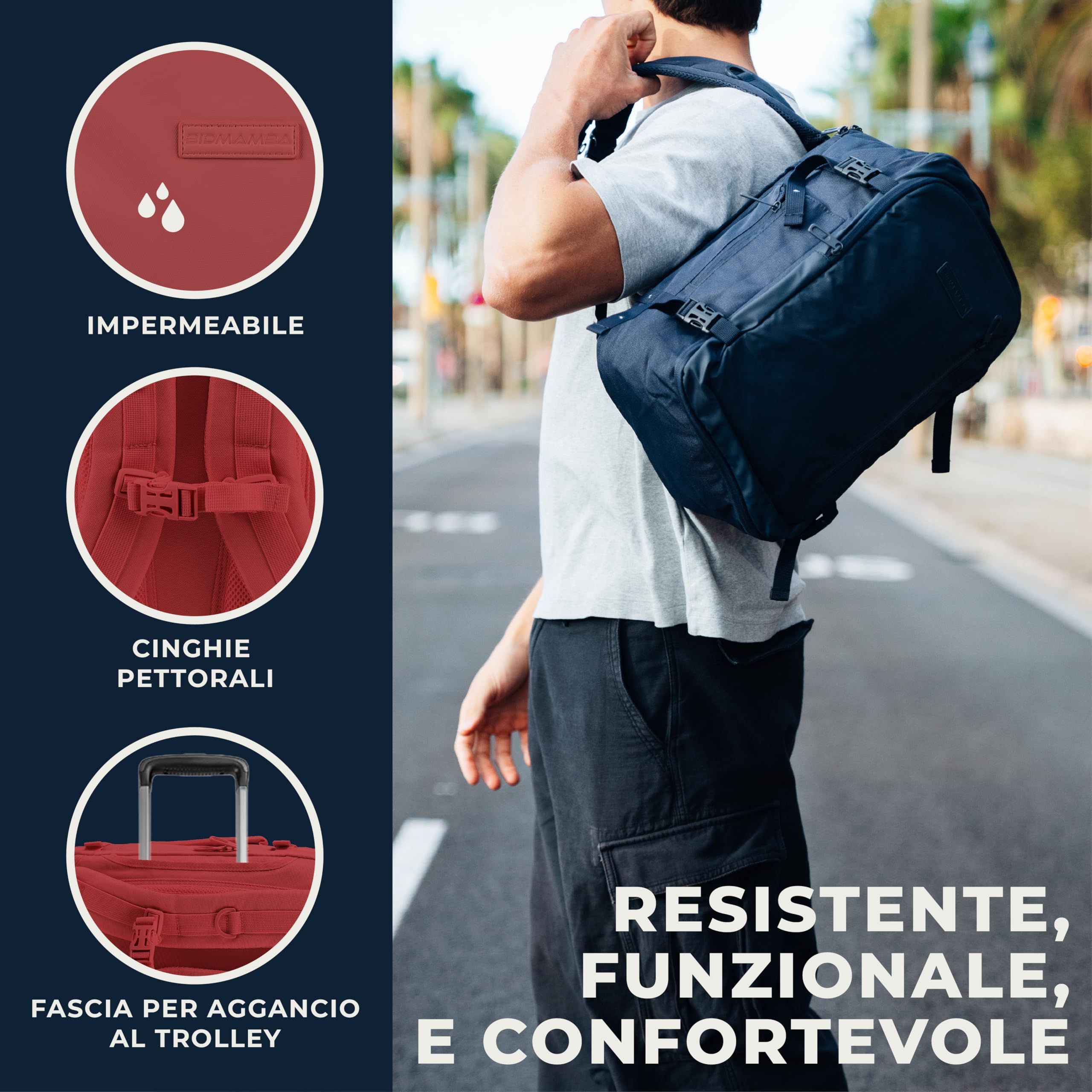 Zaino Bagaglio A Mano 40x20x25 Ryanair, Zaino Borsa 20L Voli Low Cost Easyjet - Rosso