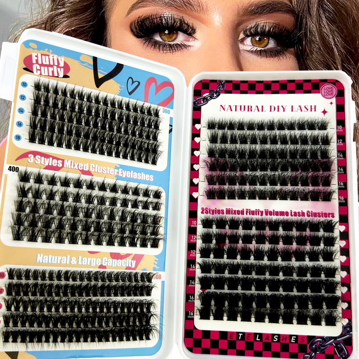Fluffy Lash Clusters Thick 80/100D Volume Eyelash Clusters 10-20mm Wispy Individual Lashes D Curl Cluster Eyelash Extensions DIY Lash Extension for Beginner (JMSMix4-1)