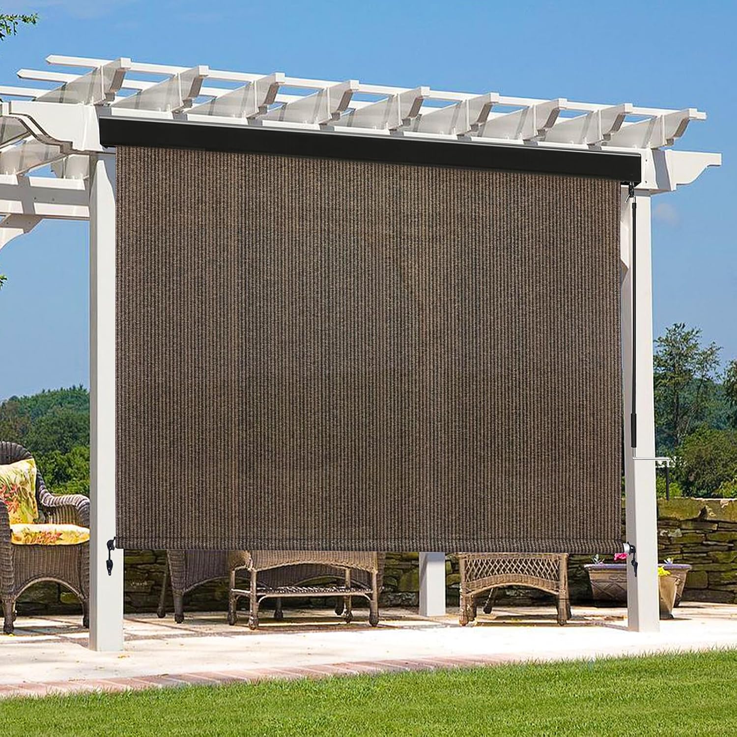 Amazon com : Artpuch Outdoor Roller Shade 5 #39 W x 8 #39 H Fabric Blind