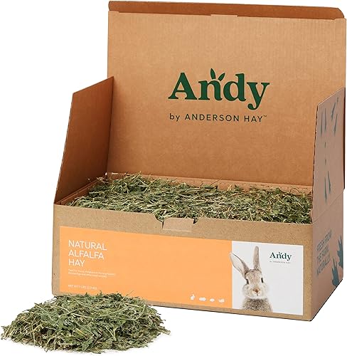 Miniatura 1 de Andy Alfalfa Heno Premium Alimento para conejitos y conejos, caja de 7 libras, alimento ideal para animales jóvenes y pequeños para conejillos de