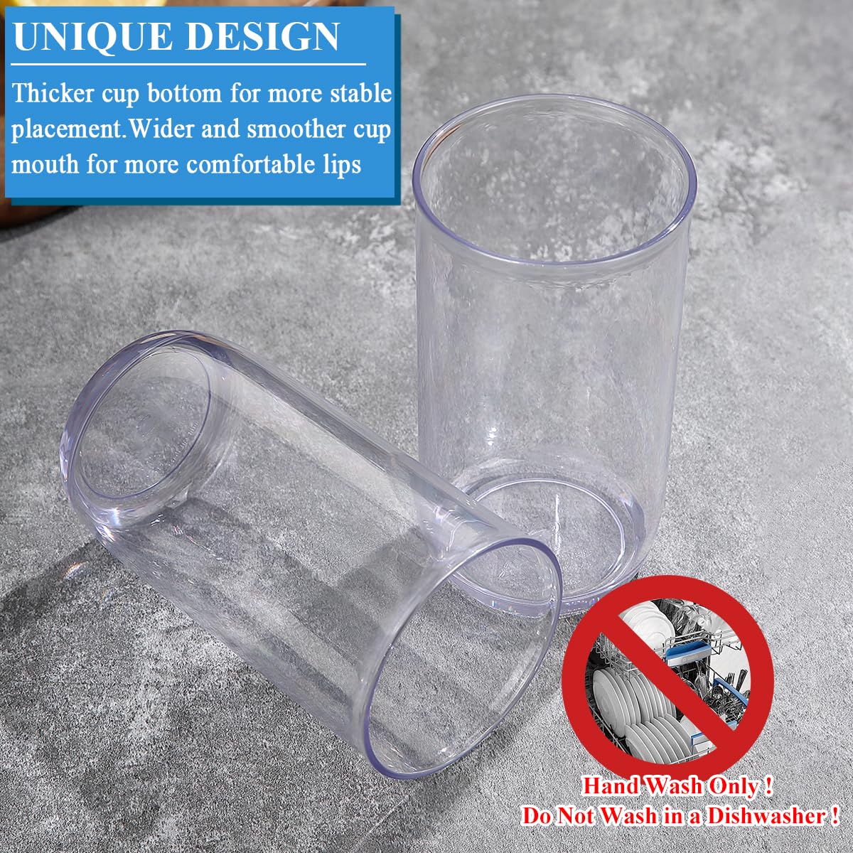 Berglander Set di Bicchieri Highball 8 Pezzi, Bicchieri Collins da Bere in Plastica PET Trasparente Alti 420ml, Tazze d'Acqua Riutilizzabili, Vetreria per Bar Tumbler per Bevande, Birra, Succo, Latte