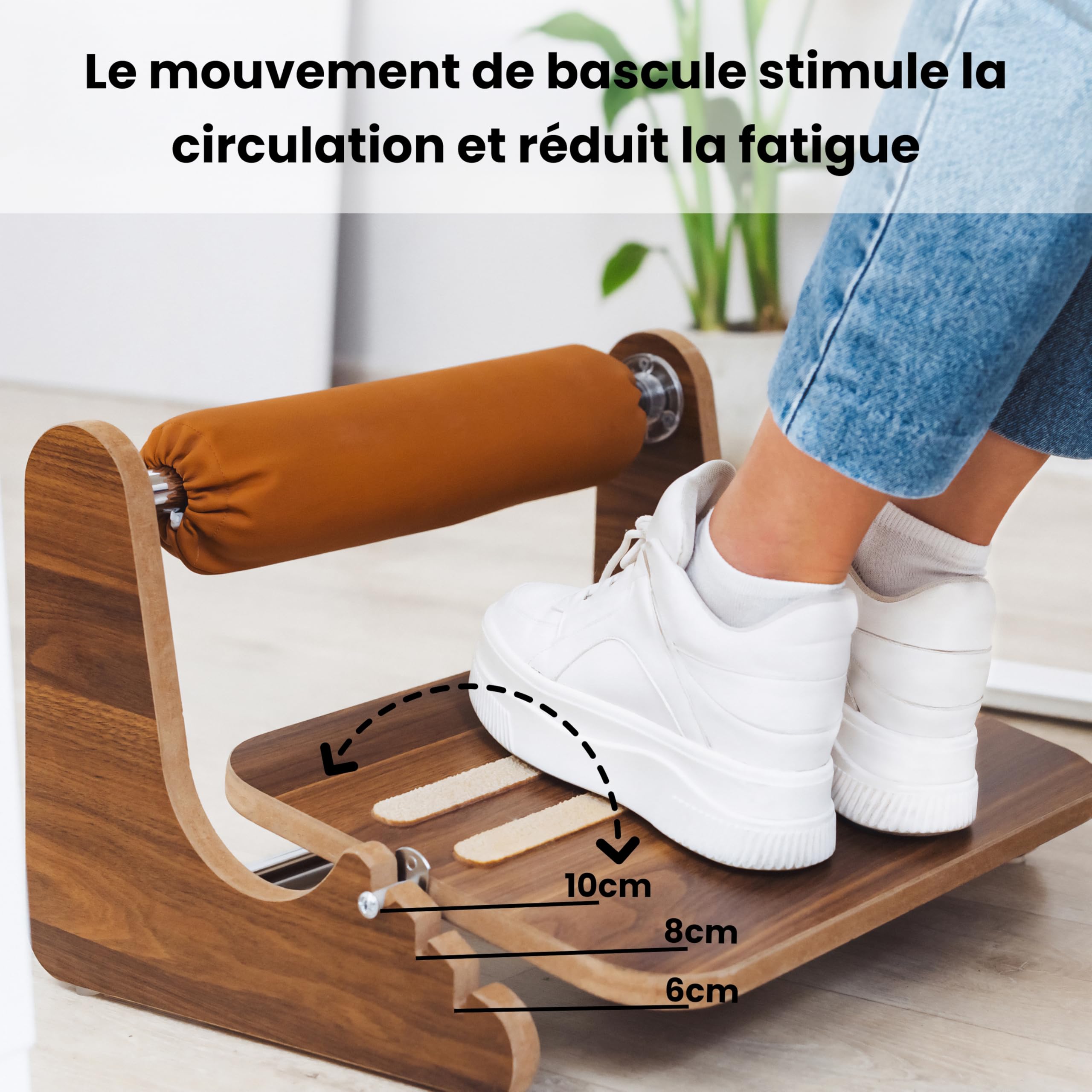 Poggiapiedi da scrivania con poggiapiedi, poggiapiedi regolabile in altezza antiscivolo ed ergonomico in materiale ecologico