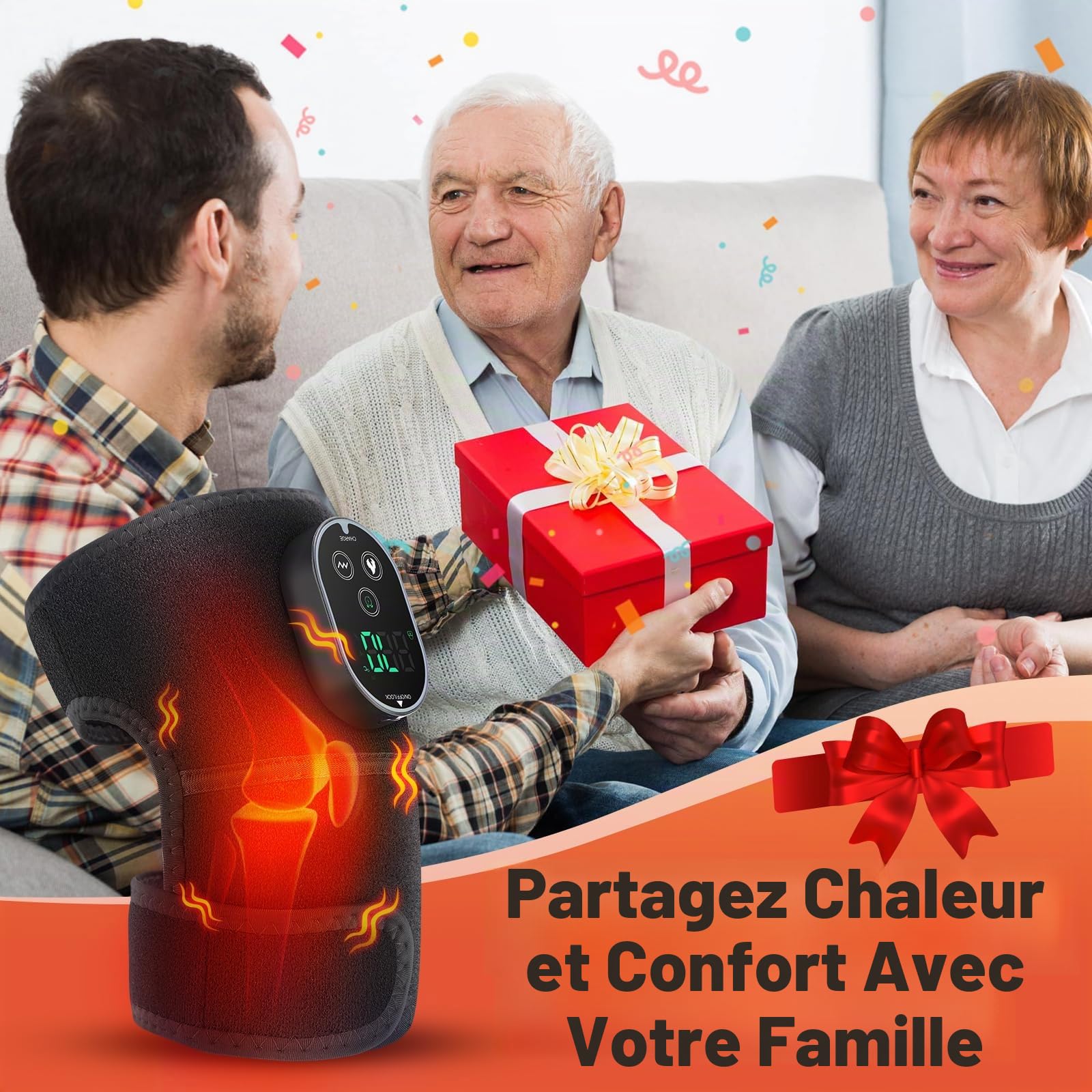 Genouillère Chauffante Sans Fil, Coussin Chauffant Pour Genou Avec Contrôle Tactile, Genouillère Chauffante Pour Épaule Et Coude Avec 6 Niveaux De Chauffage, 3 Modes De Massage, Réglages De Minuterie