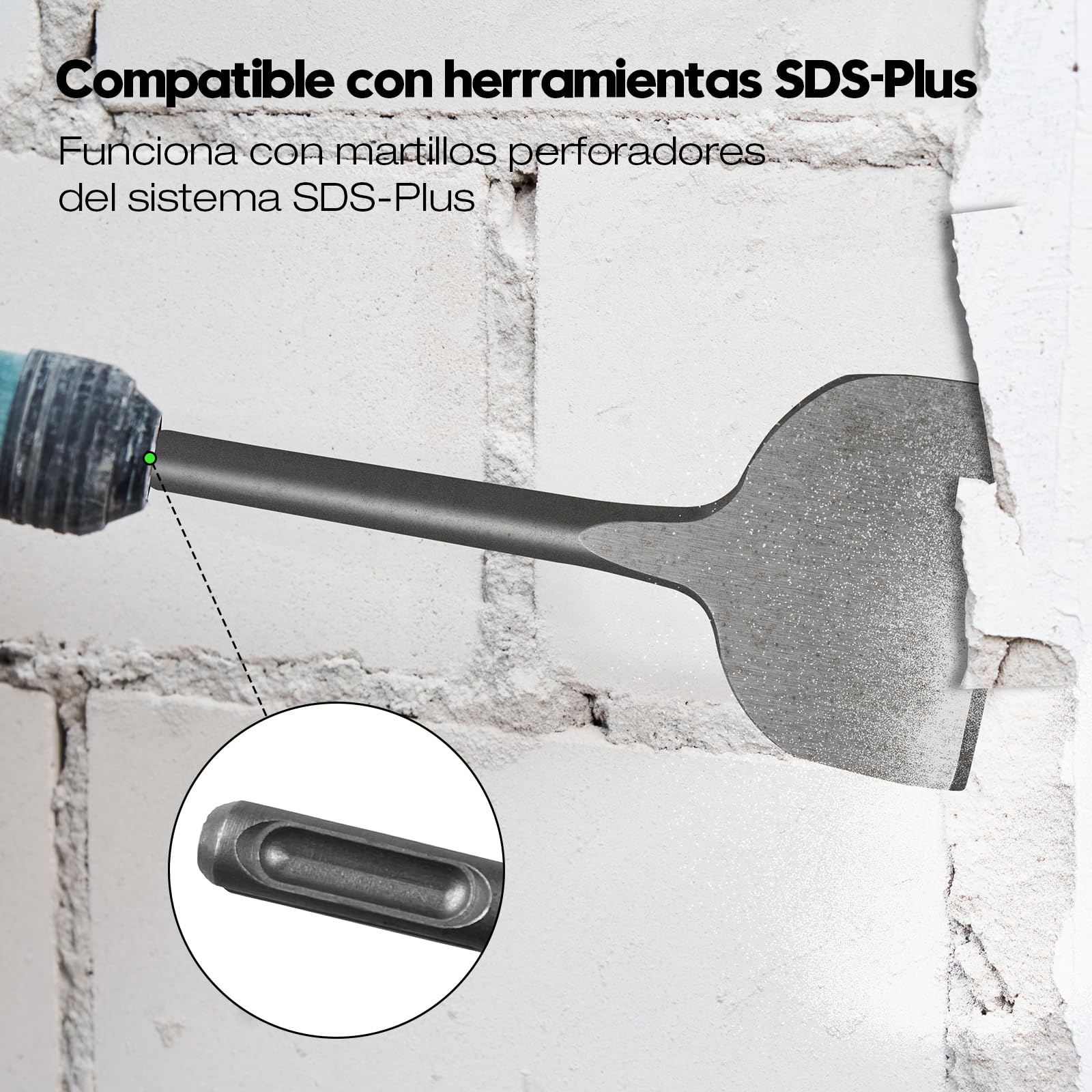 Juego de 2 Cincele SDS Plus, Cincel Plano y Angular de 20°, 250mm x 75mm, Acero Aleado 40Cr, Cinceles para Martillo Demoledor, Cincel SDS para Azulejos, Hormigón, Mampostería, Yeso