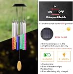 Solar Wind Chimes for Outside, DesGully 6 LED Tubes Color Changing Outdoor Clearance Unique Garden Decor Colorful Patio, Gifts for Her/Him (37" Long)