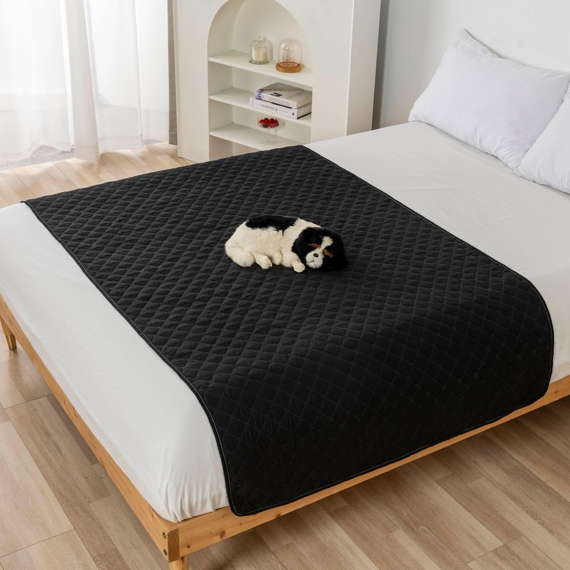 FANSU Absorbent Puppy Pads, Non-Slip Puppy Training Pads Reusable Dog Mat Washable Dog Training Pads Large Puppy Pads for Bed (130x210cm,Black)