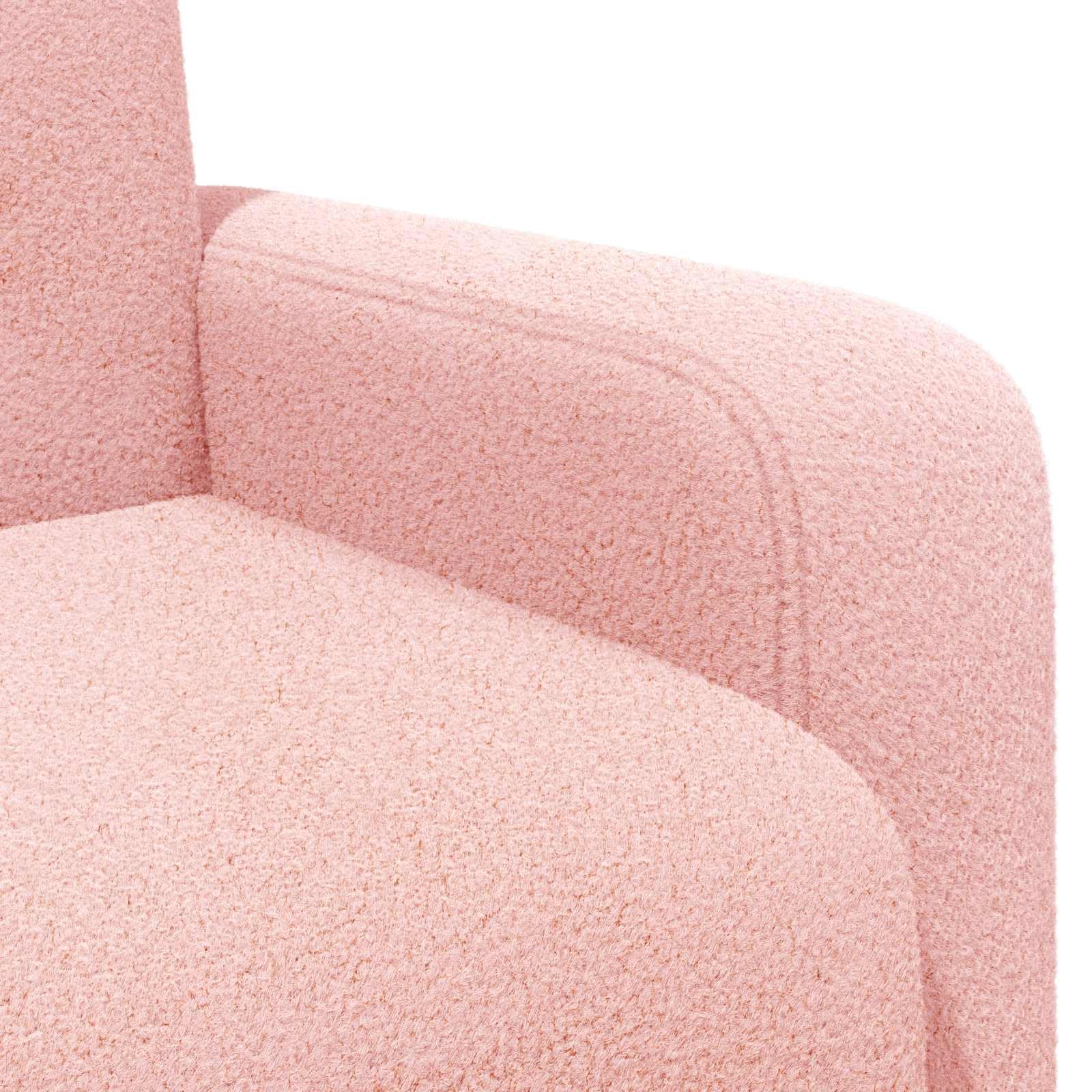 Bouclé Sessel Rosa mit Breiten Armlehnen, Polsterstuhl für Wohnzimmer und Schlafzimmer, Loungesessel mit robustem Sperrholzrahmen, komfortable Sitzgelegenheit, 88x90x77 cm, modernes Design