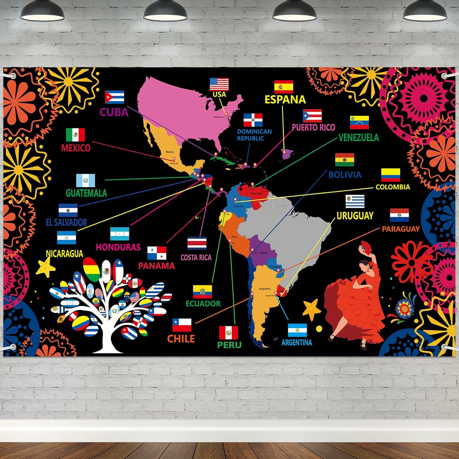 Large Hispanic Heritage Month Banner Hispanic Heritage Month Decorations Latin American Banner Spanish Classroom Decor for Classroom School Doorway Decorations 70.8x 43.3 in