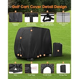 Golf Cart Cover 4 Passenger Heavy Duty, 420D Waterproof Golf Cart Covers Extended Roof Compatible with EZ GO Club Car Yamaha Golf Carts, Outdoor Dustproof 4 Seat Club Car Cover (Up to 112 Inch)