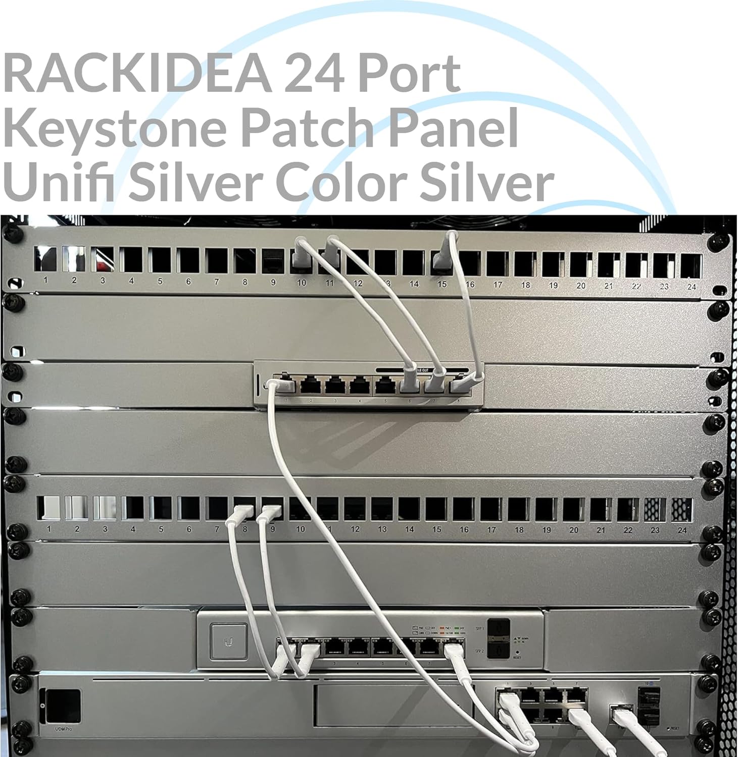 24 Port Keystone Patch Panel (Blank Patch Panel for Keystone Jacks/Keystone Panel) Unifi Silver Color Silver