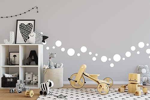 Miniatura 4 de Calcomanías de pared de lunares (63) calcomanías de decoración de pared para habitación de niñas, puntos de pared, círculo de vinilo para despegar y