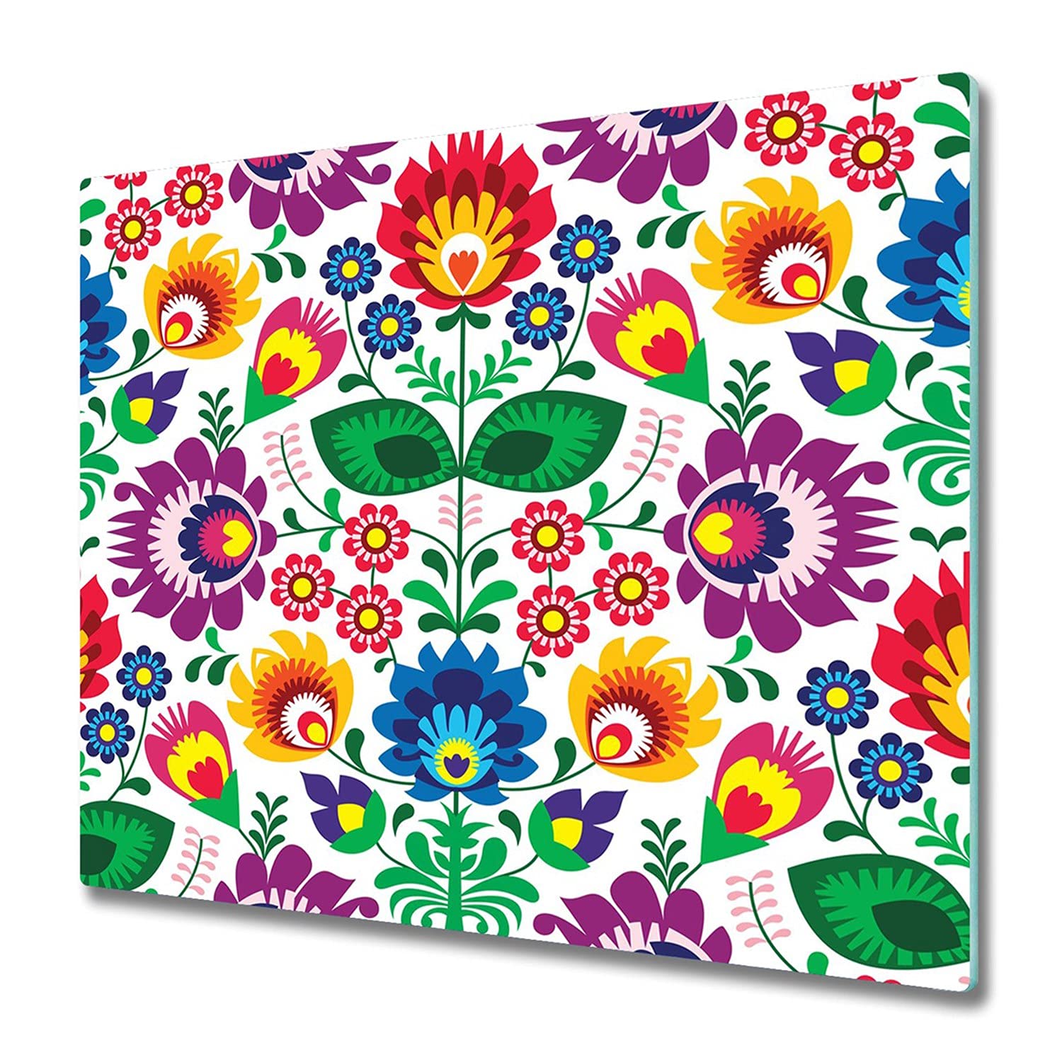 Planche à Découper En Verre Trempé 60x52cm - Protection Pour Plaque Induction, Design Coloré Et Antidérapant