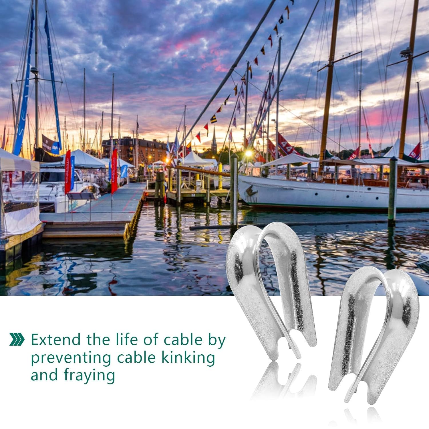 M5 Stainless Steel Thimble for 5/32" - 3/16" Dia Wire Rope Cable Thimbles Rigging-20pcs - Image 6