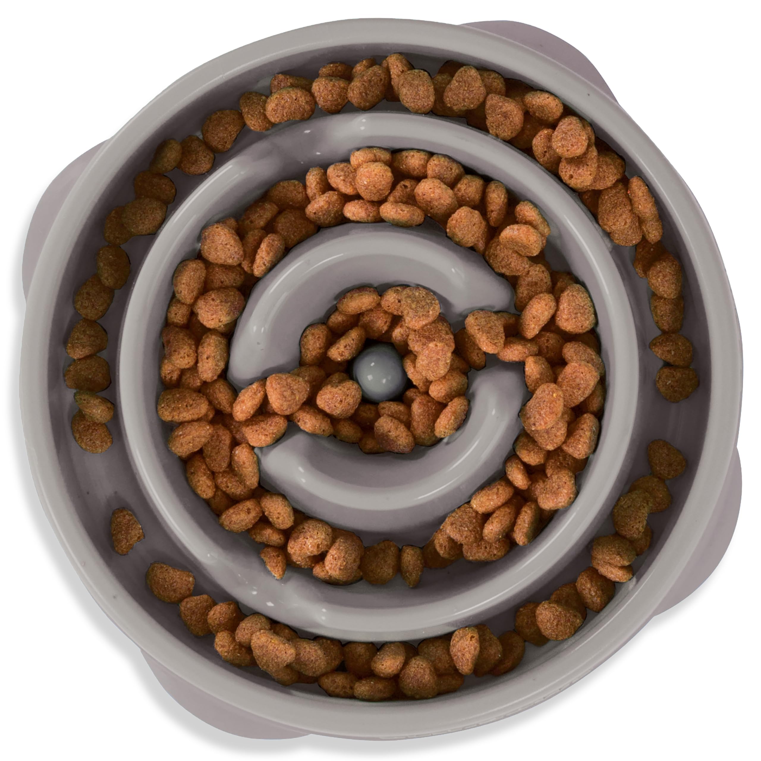 Outward HoundFun Feeder Slo Bowl - Slow Feeder Dog Bowl - No Bloat - No Choke - Medium - Grey