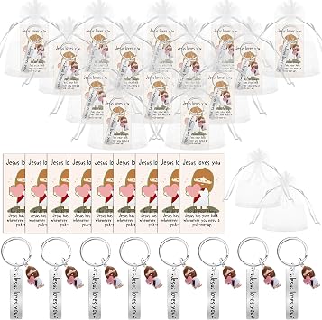 40 Sets Christmas Jesus Loves You Keychain