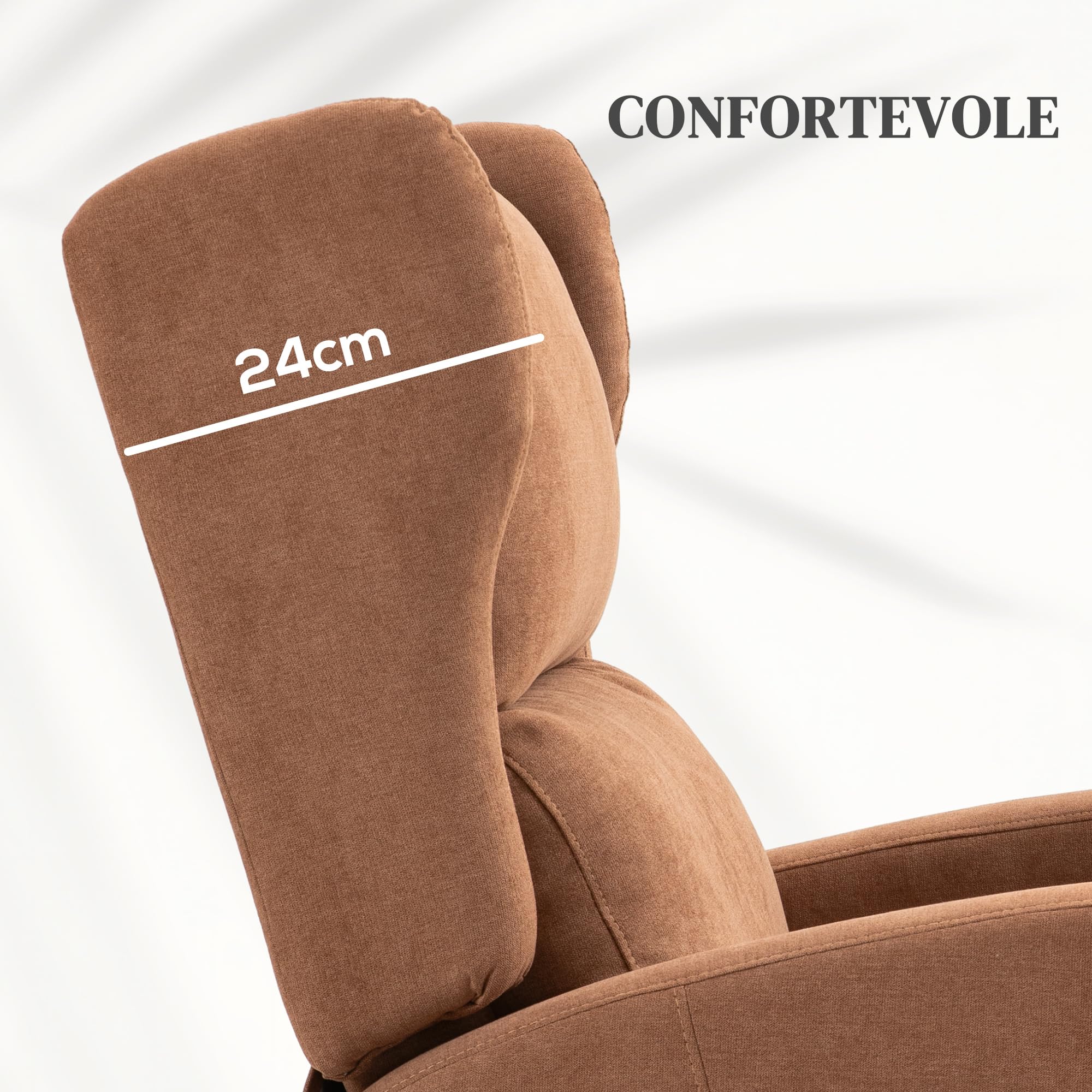 HOMCOM Poltrona Elettrica Alzapersona Reclinabile 160° con 2 Ruote Universali, Poltrona Relax Elettrica in Tessuto con Telecomando, Poggiapiedi e Tasche Laterali, Marrone Scuro