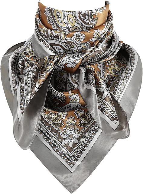 GERINLY 35 Inch Wild Rag Cowboy Scarves for Men, Large Rancher Neckerchief Silk Feel, Oversize Western Bandana