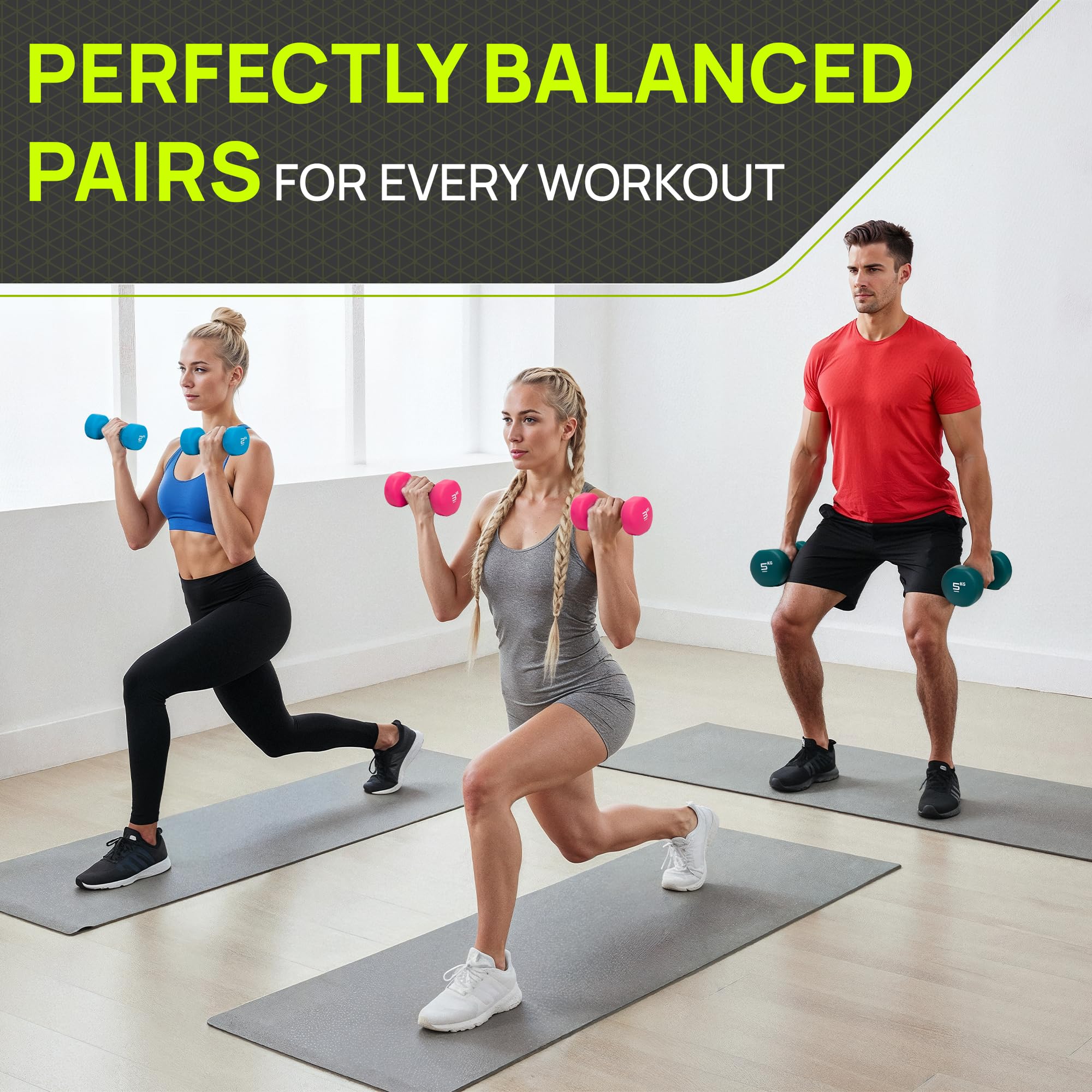 Gallant 3kg Dumbbells Pair For Women - Weights Dumbbells Set Women
