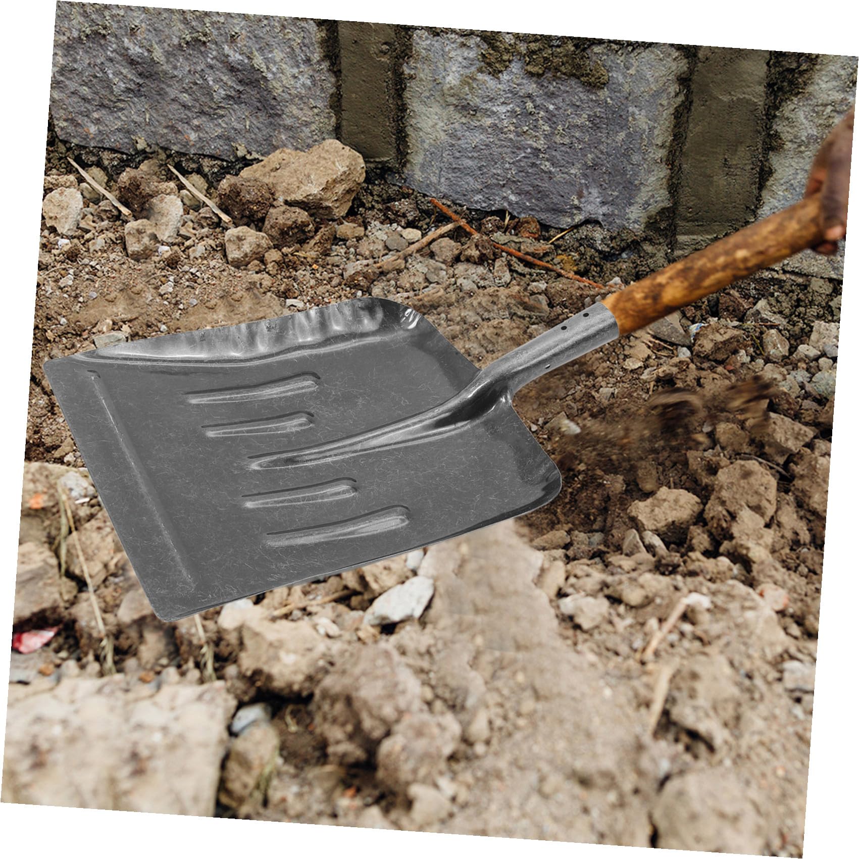 ifundom Pala Piatta Multifunzione in Acciaio al Manganese, Finitura Lucida, per Trapianto, Scavo e Rimozione Neve in Giardino e Orto