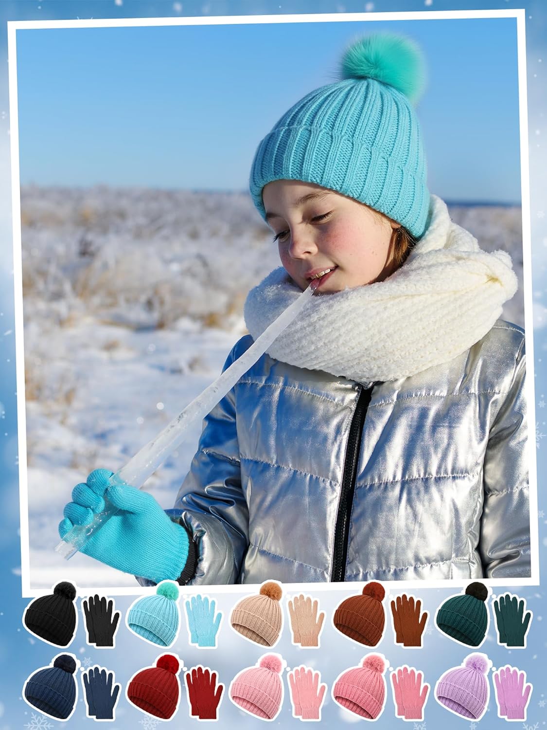 JaGely 160 Pcs Kids Beanie Hats and Gloves Winter Bulk, Warm Knitted Kids Hat Full Fingers Gloves for Boy Girl Charity Gifts - Image 5