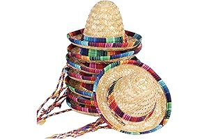 BTYMS Mini Sombrero Party Hats (8-Pack) Fiesta Decorations for Dolls, Pets, Tables