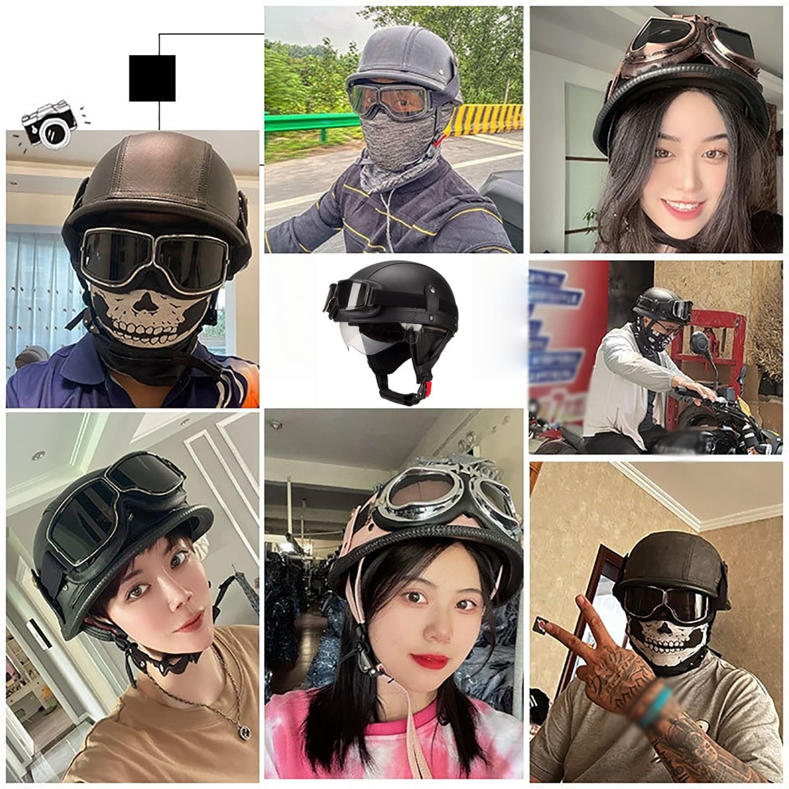 Casco Da Motociclista Retrò Casco Da Motociclista Mezzo Casco Per Uomo E Donna Casco Da Motociclista Omologato ECE Casco Da Motociclista Stile Tedesco Casco Da Scooter